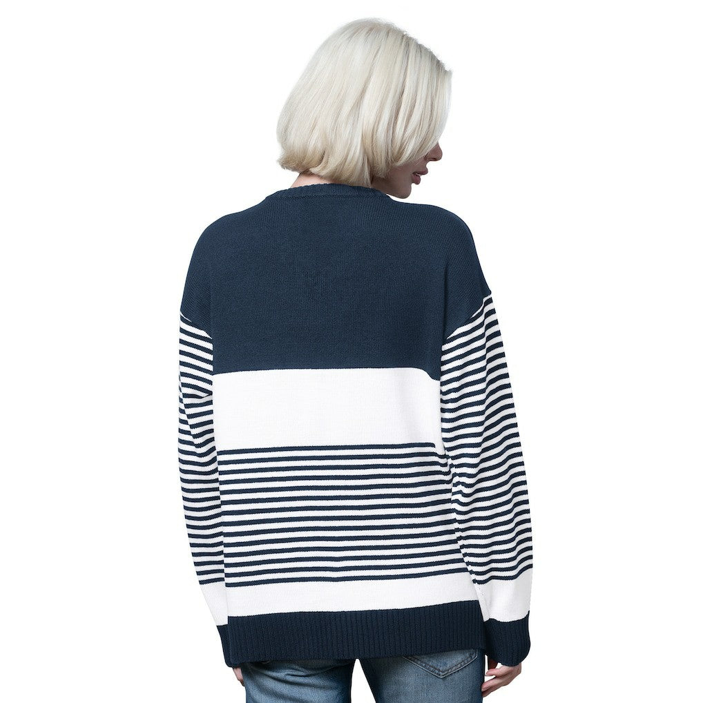 Dallas Cowboys Starter Women's No Huddle Striped V-Neck Sweater Navy | NFL
