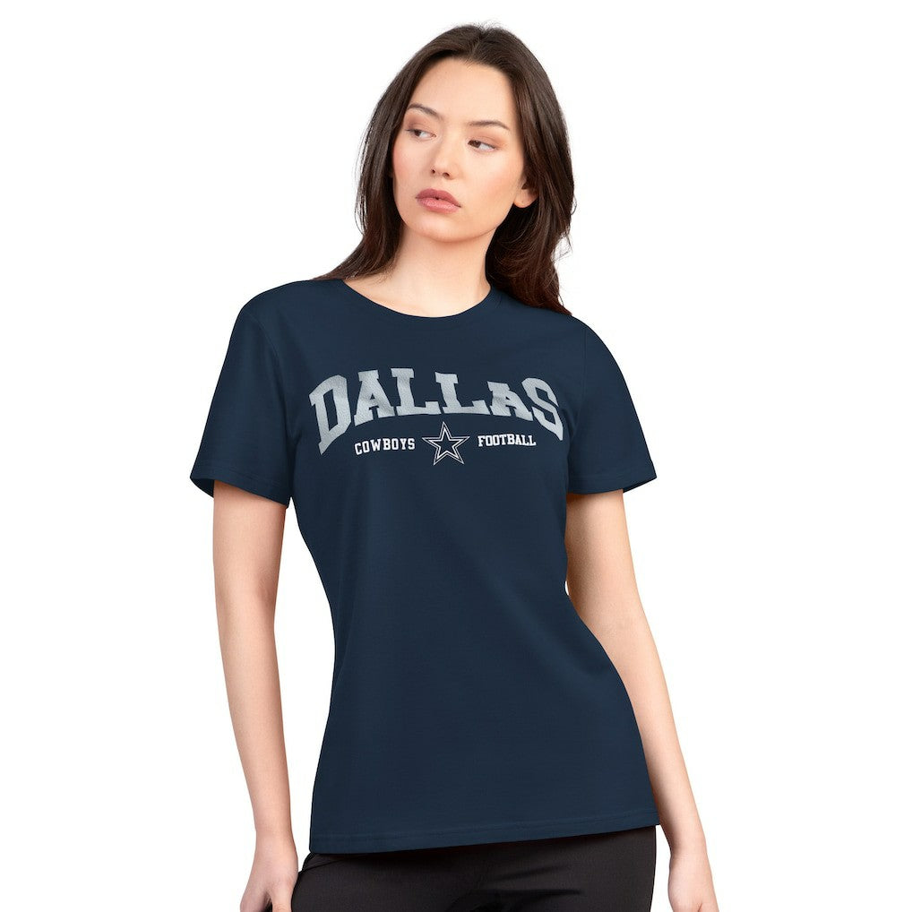 Dallas Cowboys G-III 4Her by Carl Banks Women's Super-Slim Lightweight Winning Crew T-Shirt Navy | NFL