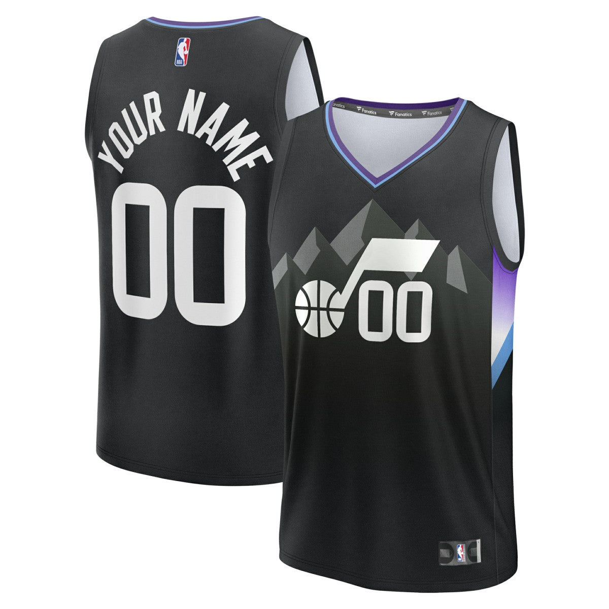 Utah Jazz Youth Fast Break Custom Replica Jersey Black Statement Edition - NBA