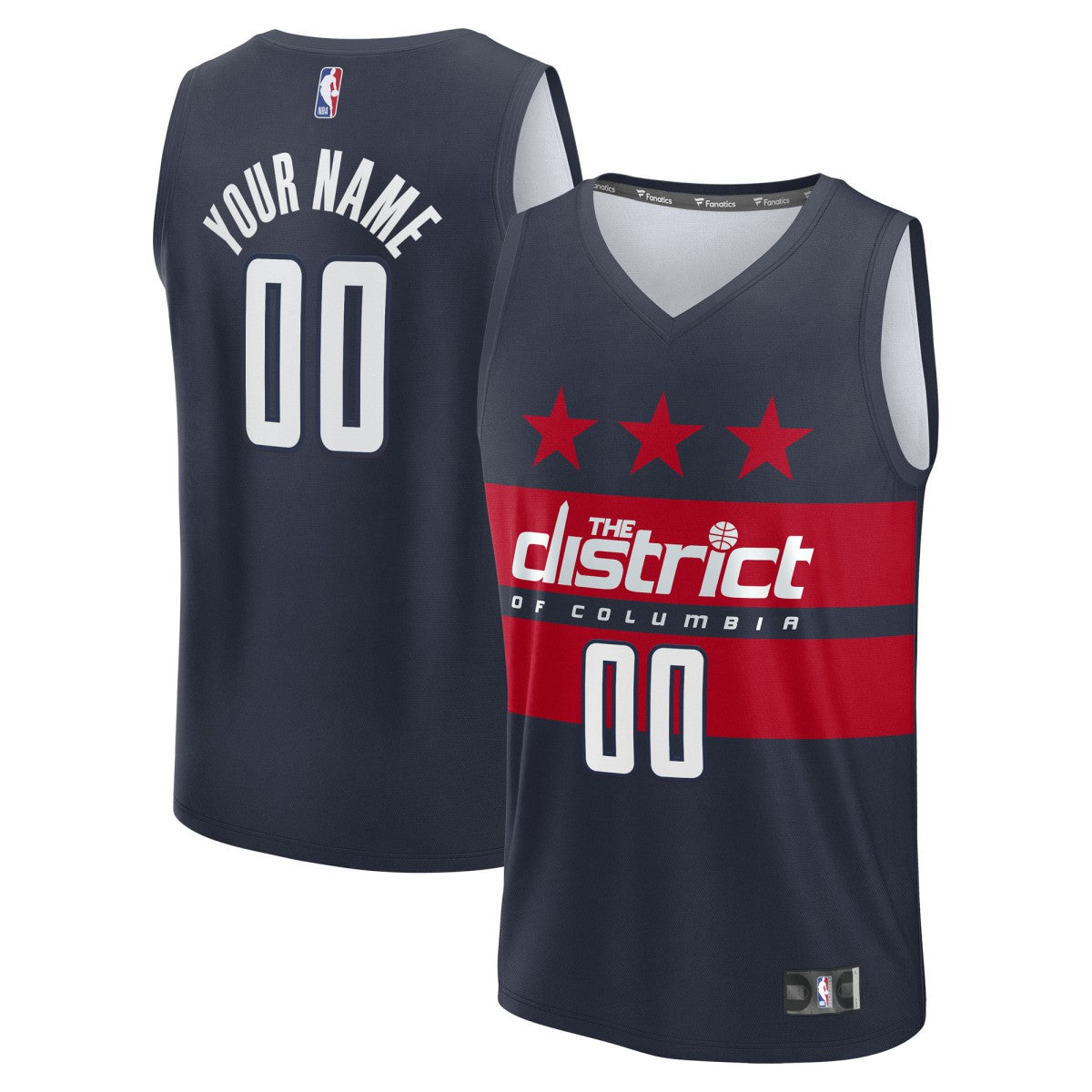 Washington Wizards Youth Fast Break Custom Replica Jersey Navy Statement Edition - NBA