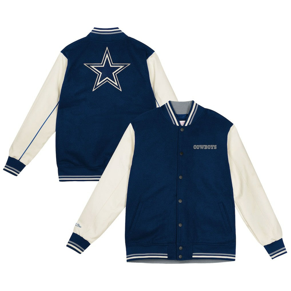 Dallas Cowboys Youth Full-Snap Varsity Jacket Navy/Cream | Mitchell & Ness