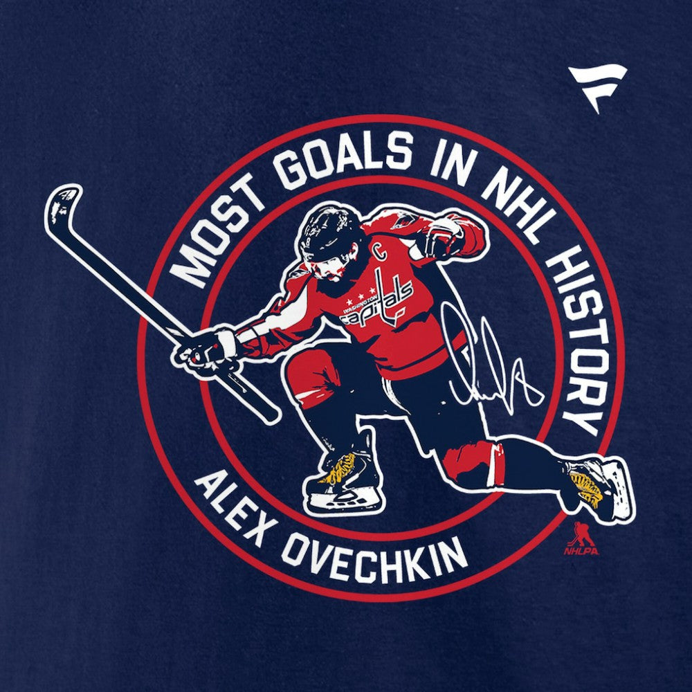 Alexander Ovechkin Washington Capitals Fanatics NHL All-Time Leading Goal Scorer Badges Long Sleeve T-Shirt - Athletic Navy - NHL
