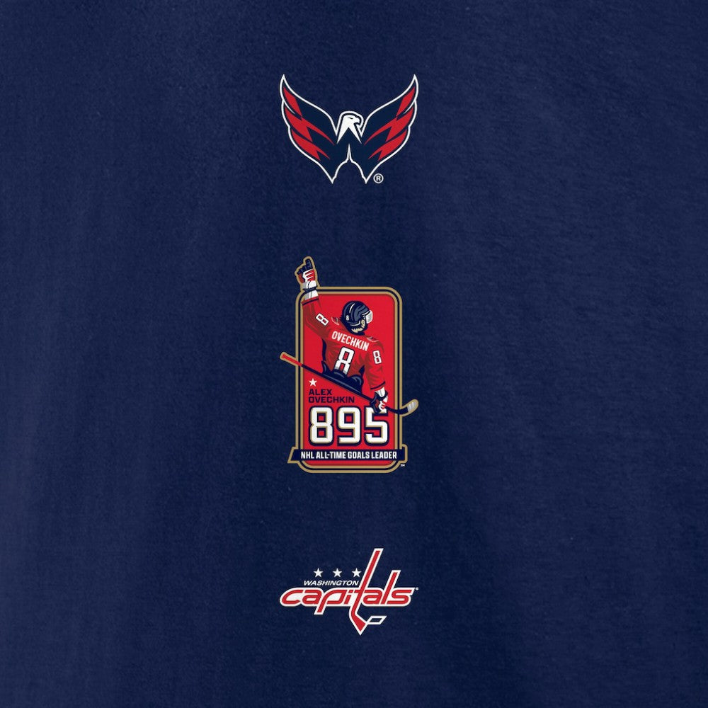 Alexander Ovechkin Washington Capitals Fanatics NHL All-Time Leading Goal Scorer Badges Long Sleeve T-Shirt - Athletic Navy - NHL
