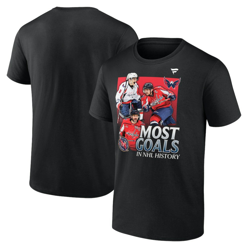 Alexander Ovechkin Washington Capitals Fanatics Most Goals Evolution of 895 T-Shirt - Black - NHL