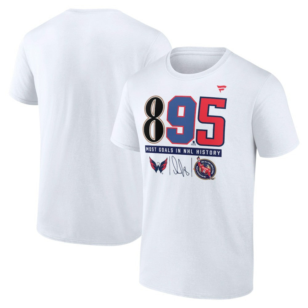 Alexander Ovechkin Washington Capitals Fanatics NHL All-Time Leading Goal Scorer The History of 895 T-Shirt - White - NHL