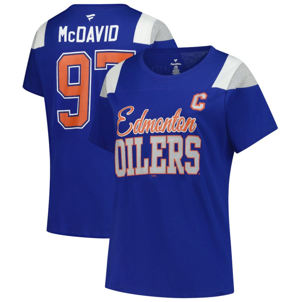Connor McDavid Edmonton Oilers Fanatics Women's Plus Size Name & Number Scoop Neck T-Shirt - Royal - NHL