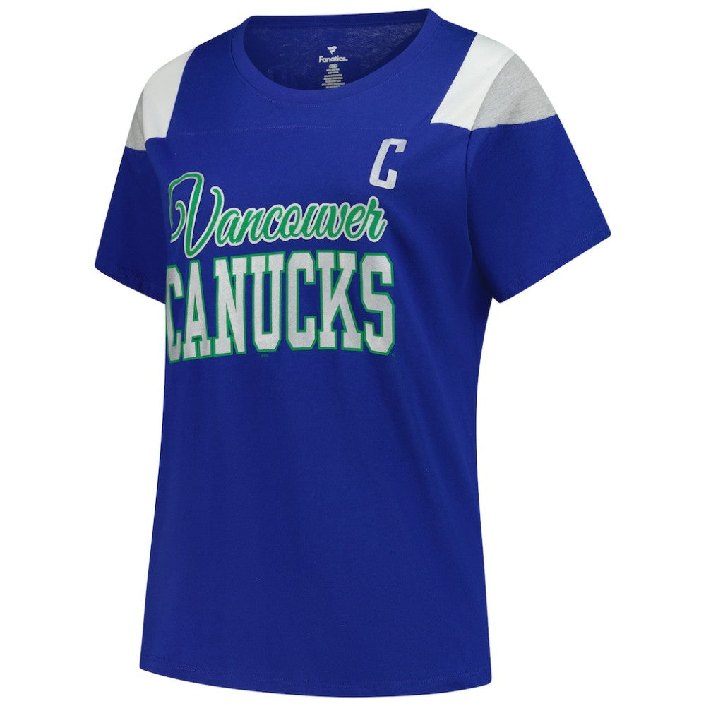 Quinn Hughes Vancouver Canucks Fanatics Women's Plus Size Name & Number Scoop Neck T-Shirt - Royal - NHL
