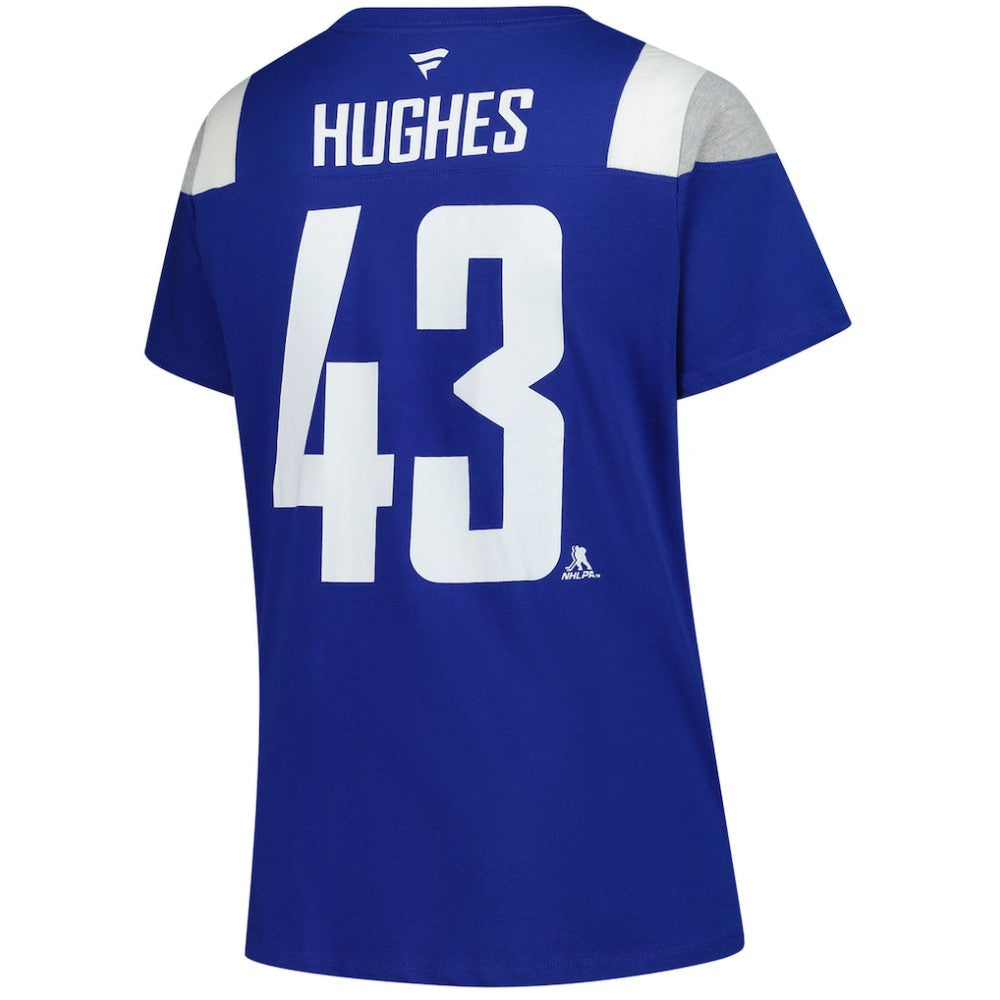 Quinn Hughes Vancouver Canucks Fanatics Women's Plus Size Name & Number Scoop Neck T-Shirt - Royal - NHL