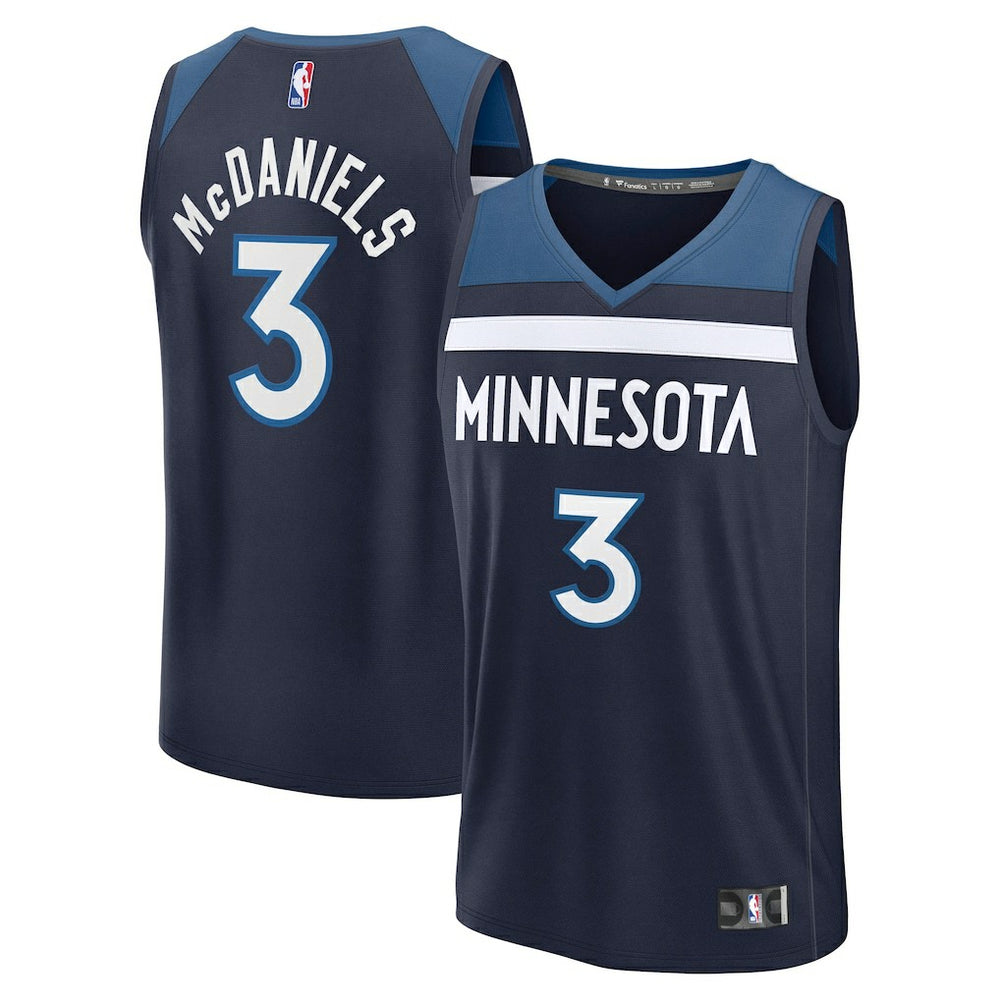 Jaden McDaniels Minnesota Timberwolves Fast Break Replica Player Jersey Icon Edition Navy - NBA