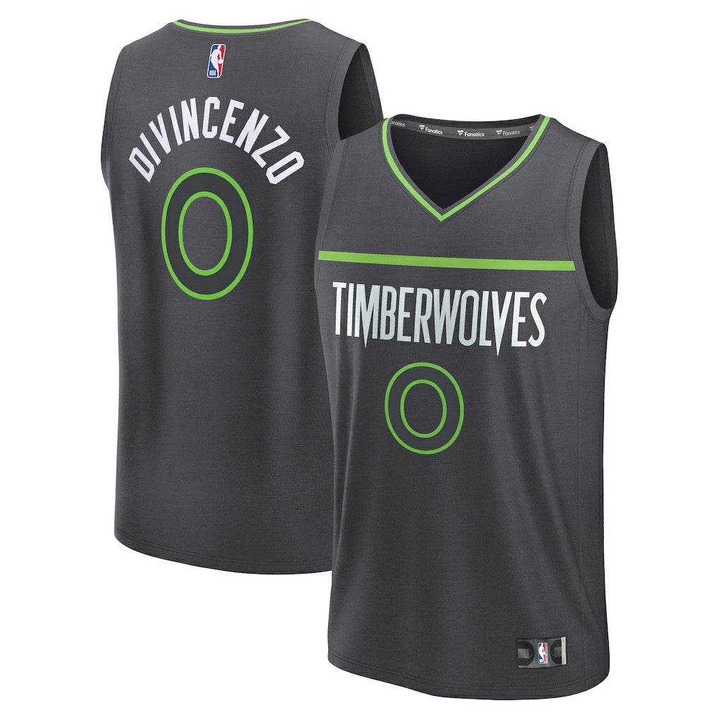 Donte DiVincenzo Minnesota Timberwolves Fast Break Replica Player Jersey Statement Edition Charcoal - NBA
