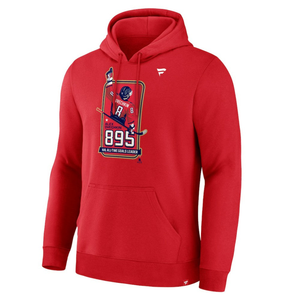 Alexander Ovechkin Washington Capitals Fanatics NHL All-Time Leading Goal Scorer 895 Logo Pullover Hoodie - Athletic Red - NHL