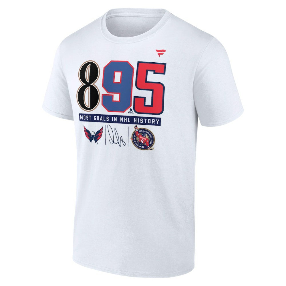 Alexander Ovechkin Washington Capitals NHL All-Time Leading Goal Scorer 895 T-Shirt - White - NHL