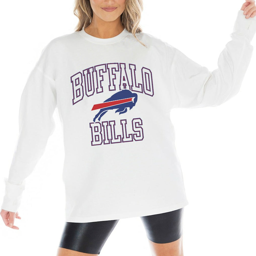 Buffalo Bills Gameday Couture Women's Mind Games Oversized Long Sleeve T-Shirt White | NFL