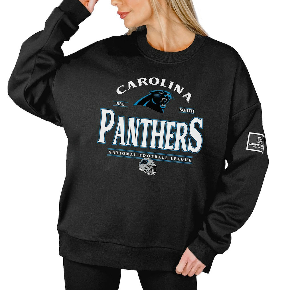 Carolina Panthers Gameday Couture Women's Oversized Players Only Black Label Pullover Sweatshirt Black | NFL