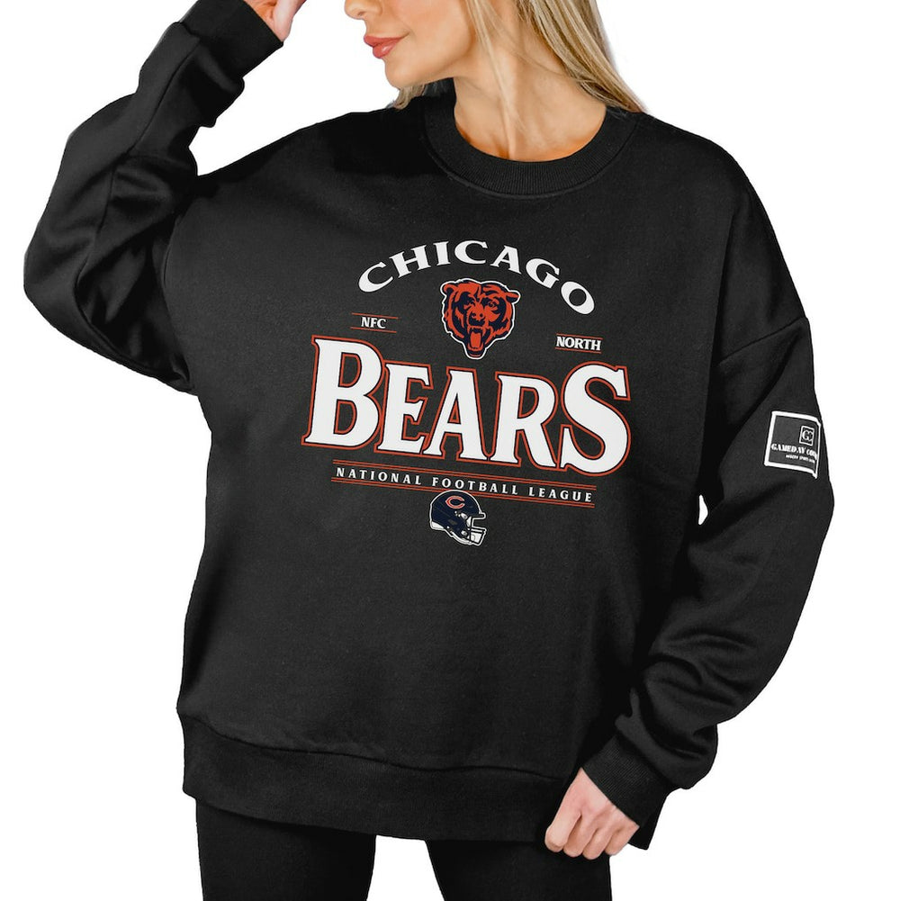 Chicago Bears Gameday Couture Women's Oversized Players Only Black Label Pullover Sweatshirt Black | NFL