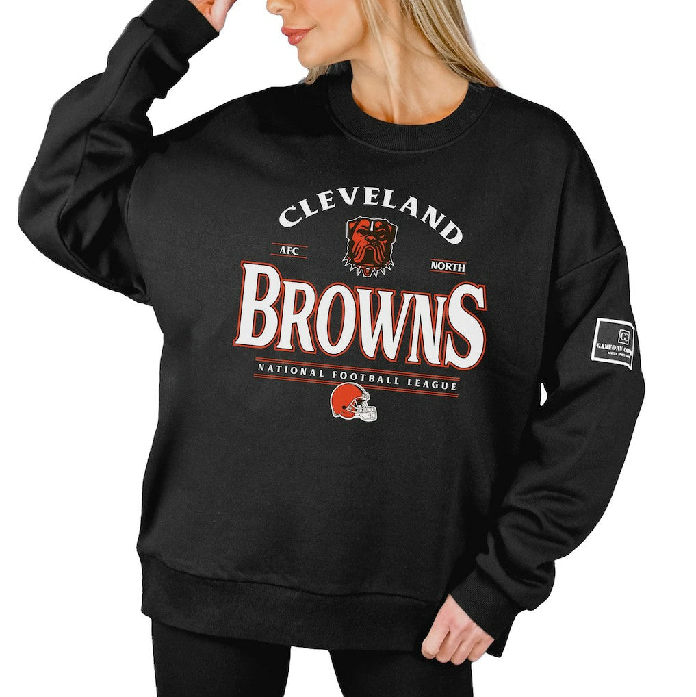 Cleveland Browns Gameday Couture Women's Oversized Players Only Black Label Pullover Sweatshirt Black | NFL