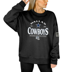 Dallas Cowboys Gameday Couture Women's Oversized Players Only Black Label Pullover Sweatshirt Black | NFL