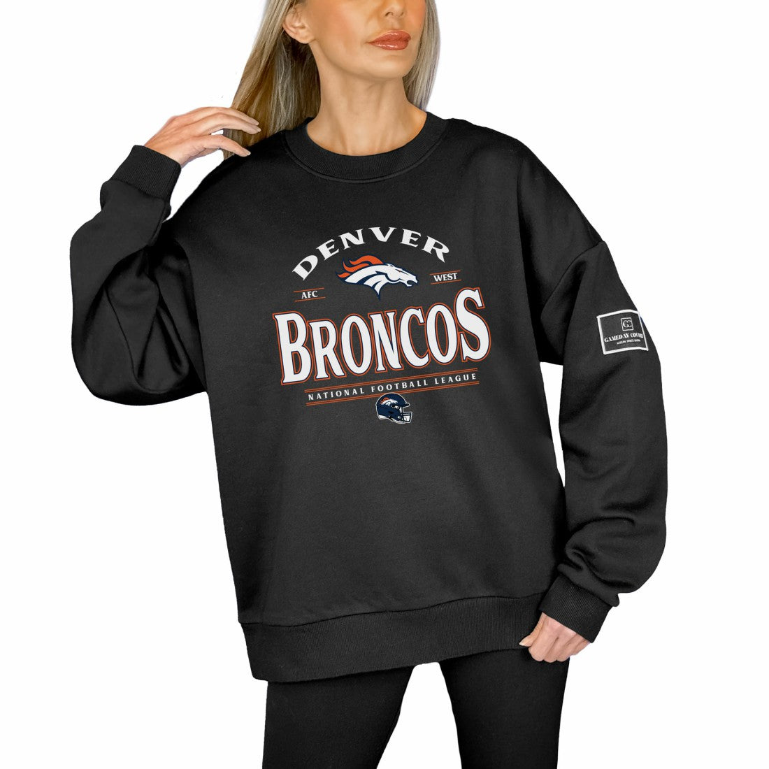 Denver Broncos Gameday Couture Women's Oversized Players Only Black Label Pullover Sweatshirt Black | NFL