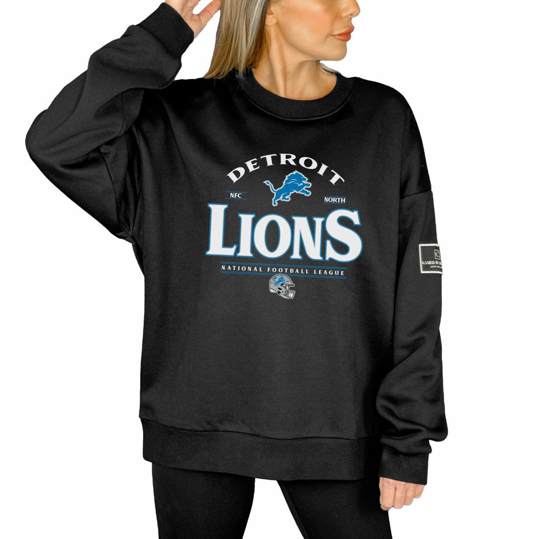 Detroit Lions Gameday Couture Women's Oversized Players Only Black Label Pullover Sweatshirt Black | NFL