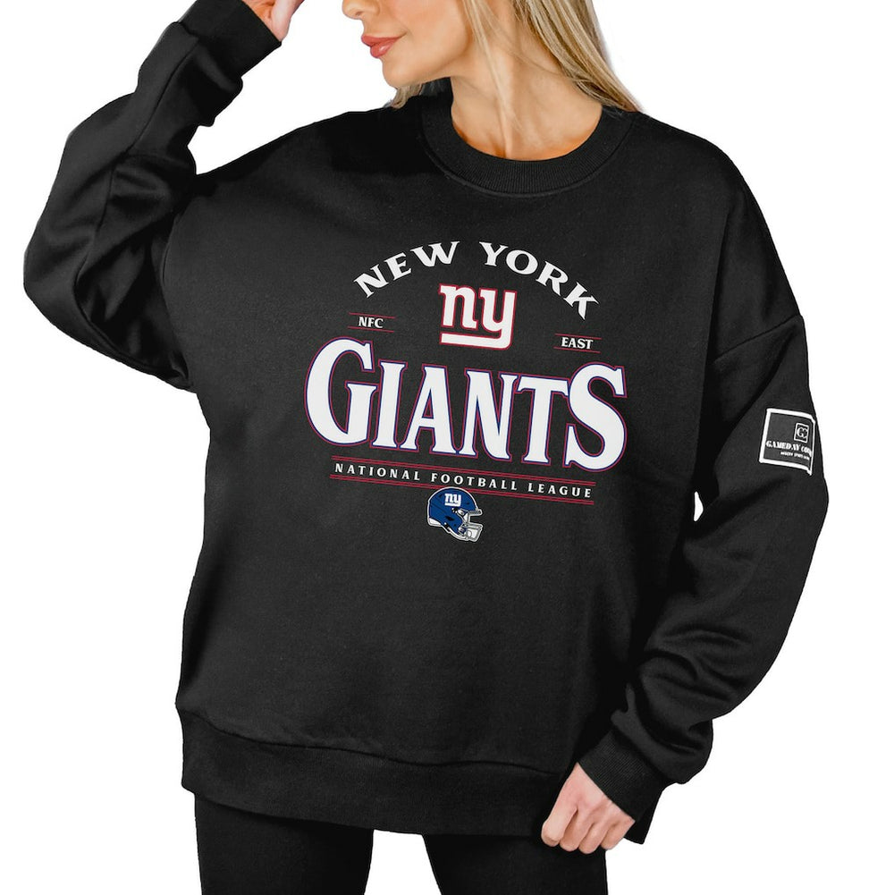 New York Giants Gameday Couture Women's Oversized Players Only Black Label Pullover Sweatshirt Black | NFL