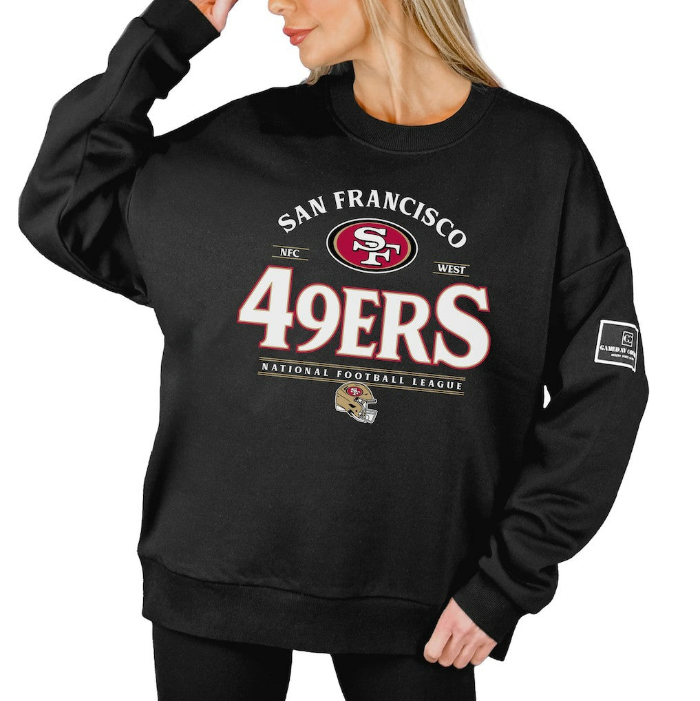 San Francisco 49ers Gameday Couture Women's Oversized Players Only Black Label Pullover Sweatshirt Black | NFL