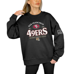 San Francisco 49ers Gameday Couture Women's Oversized Players Only Black Label Pullover Sweatshirt Black | NFL