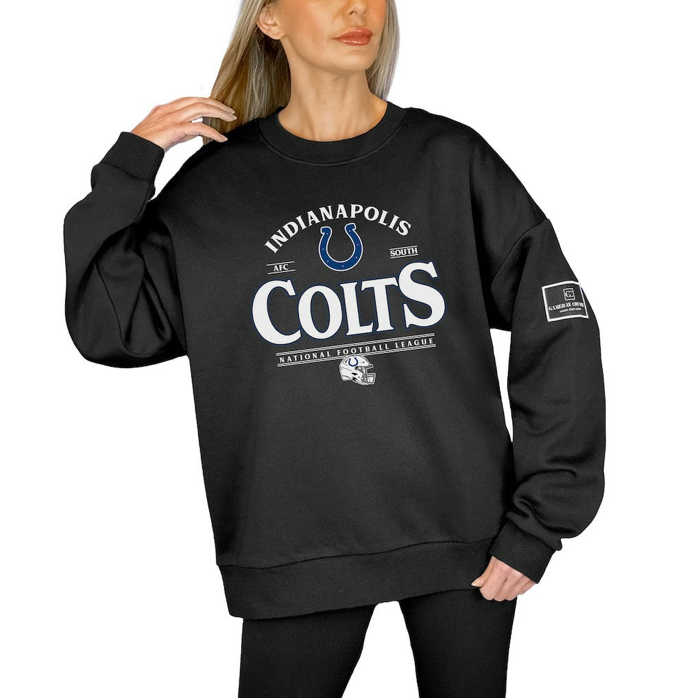 Indianapolis Colts Gameday Couture Women's Oversized Players Only Black Label Pullover Sweatshirt Black | NFL