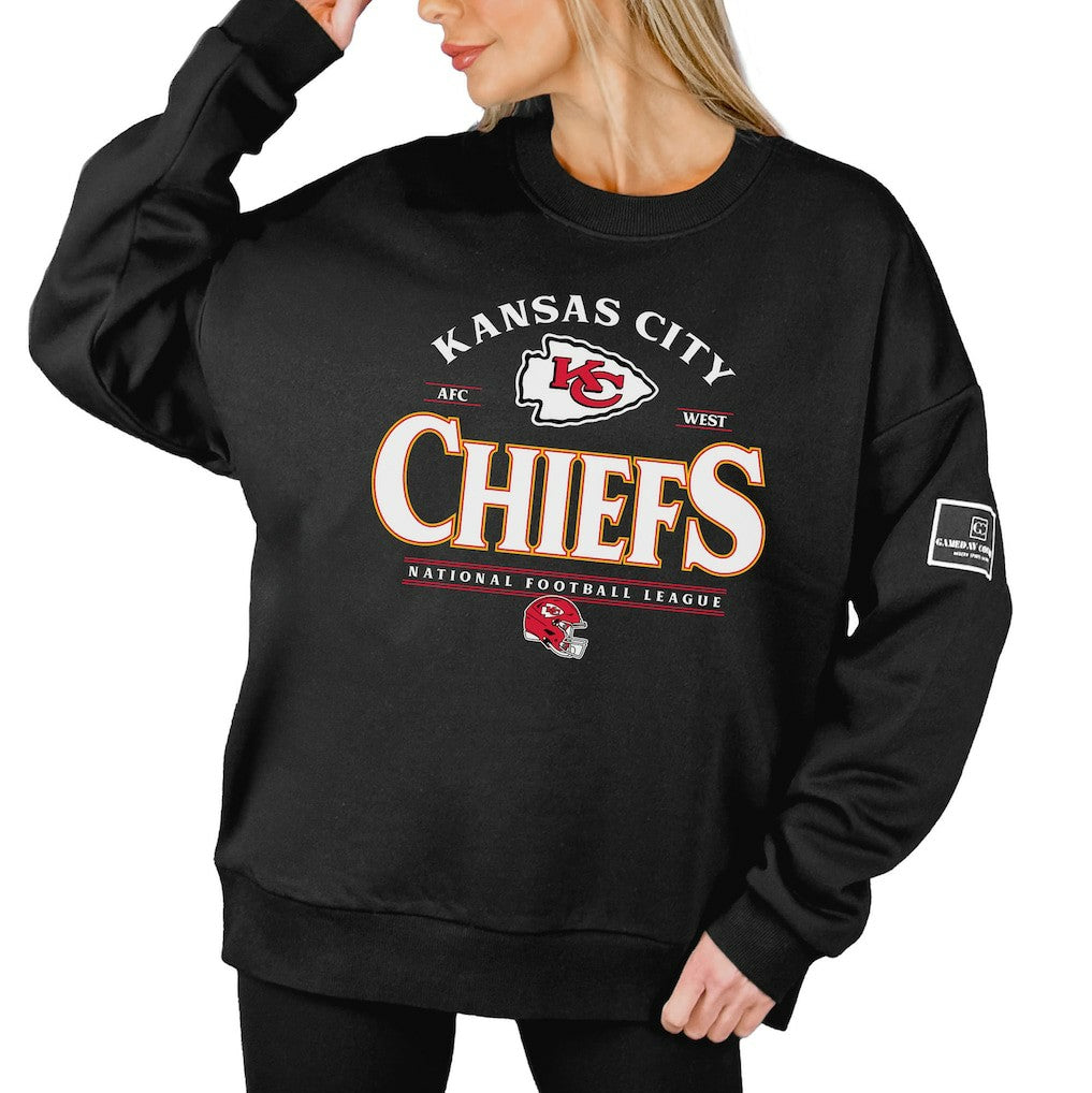 Kansas City Chiefs Gameday Couture Women's Oversized Players Only Black Label Pullover Sweatshirt Black | NFL