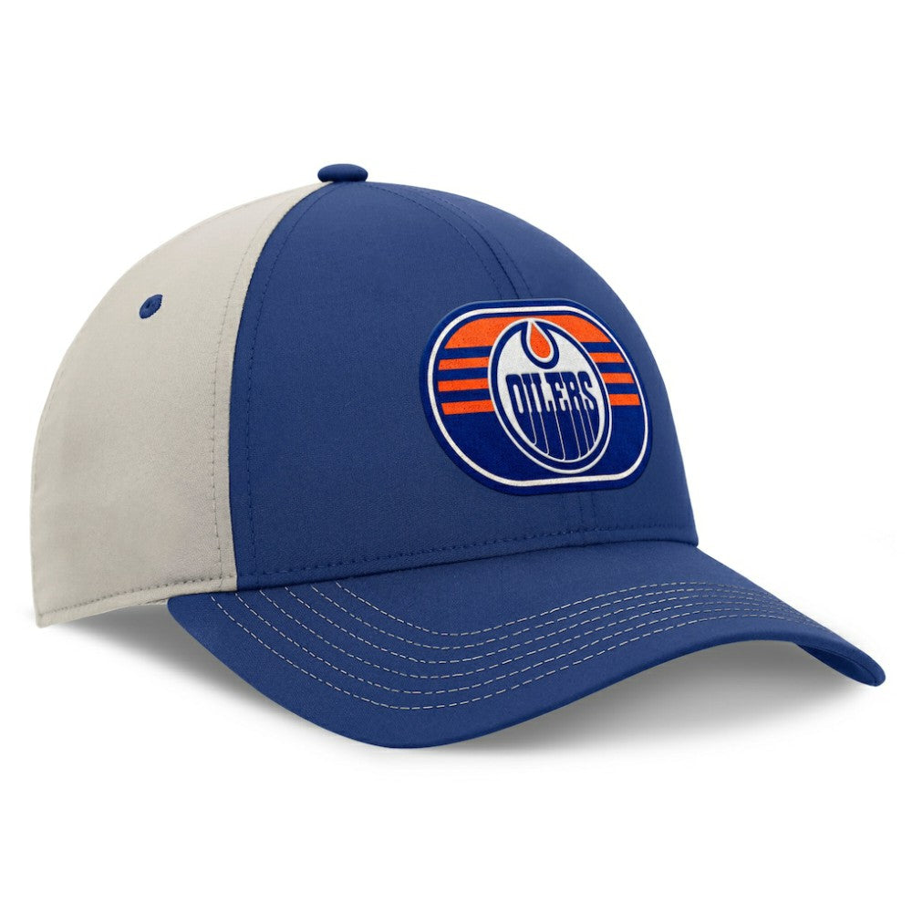 Edmonton Oilers Fanatics 2025 Stanley Cup Playoffs Locker Room Trucker Adjustable Hat - Royal/Gray - NHL