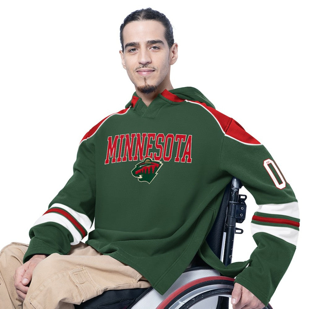 Minnesota Wild G-III Sports by Carl Banks Adaptive Wear Lord Stanley Hooded Long Sleeve Sweatshirt - Green - NHL