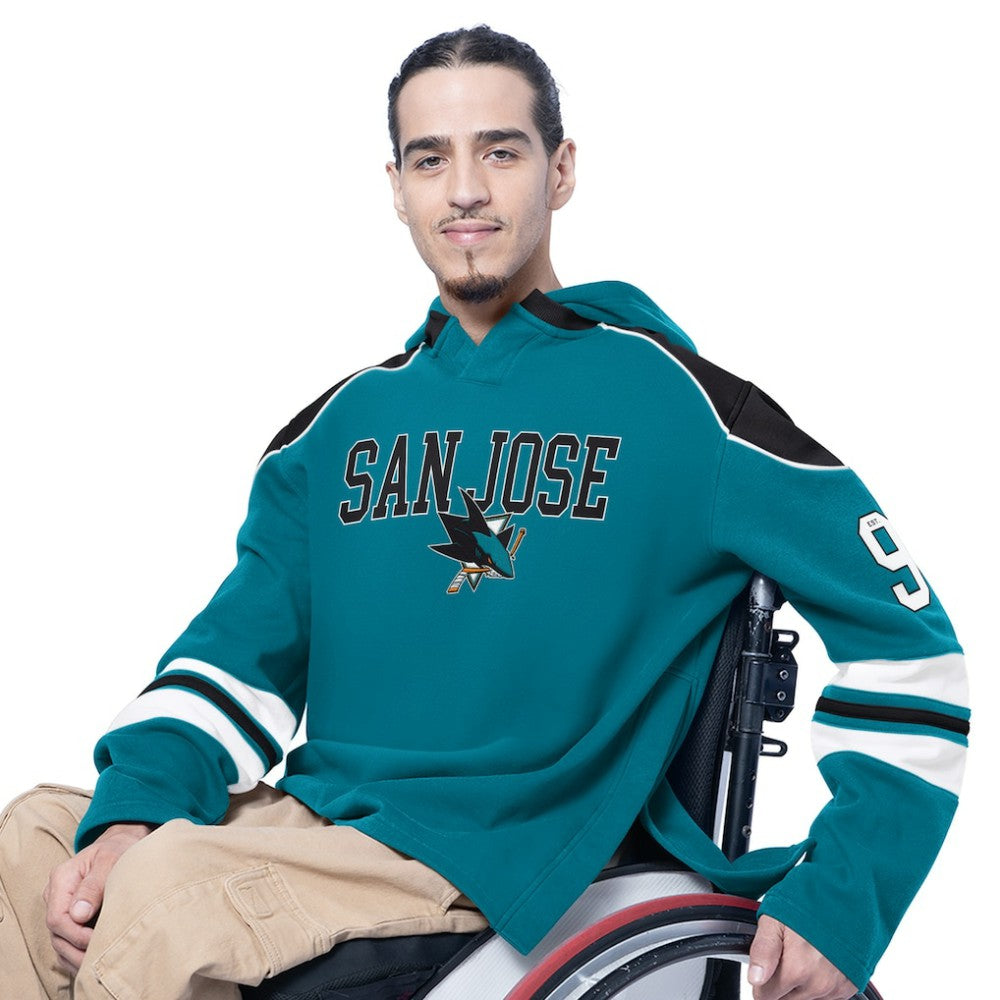 San Jose Sharks G-III Sports by Carl Banks Adaptive Wear Lord Stanley Hooded Long Sleeve Sweatshirt - Teal - NHL