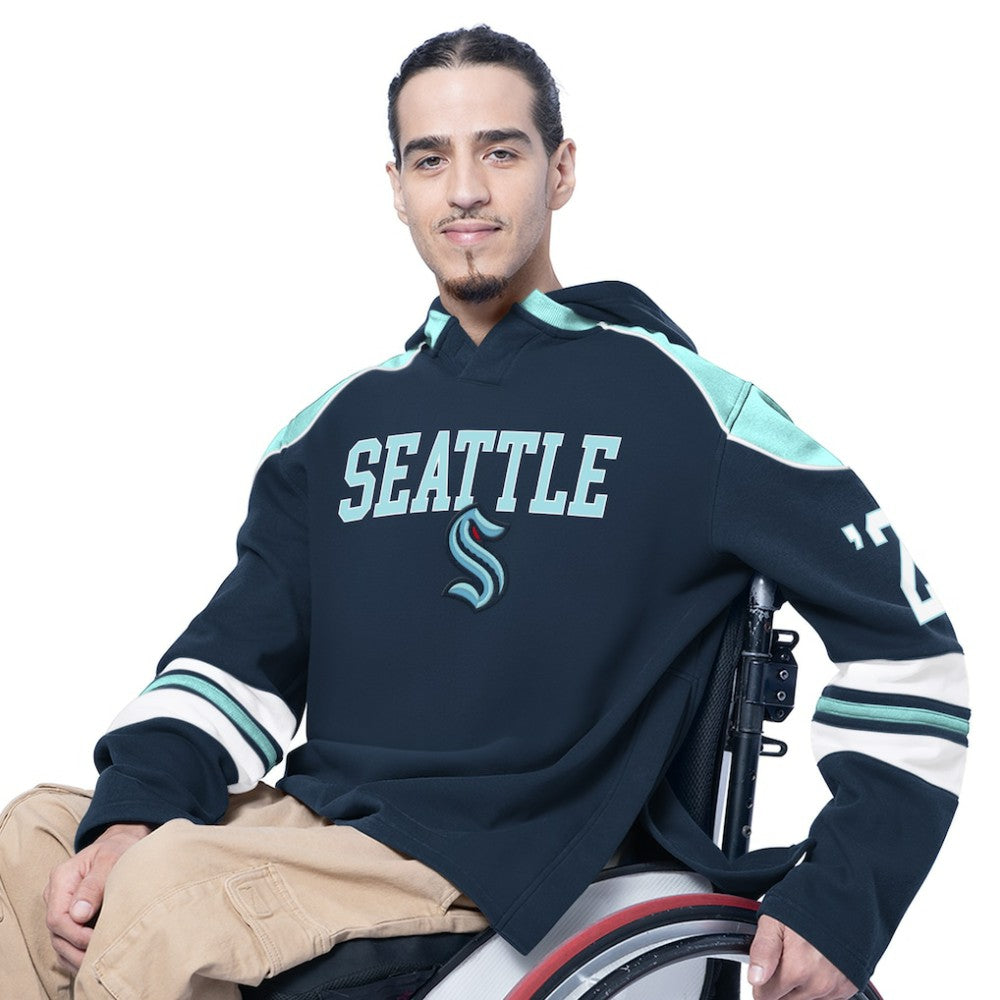 Seattle Kraken G-III Sports by Carl Banks Adaptive Wear Lord Stanley Hooded Long Sleeve Sweatshirt - Navy - NHL