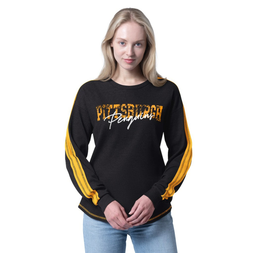 Pittsburgh Penguins G-III 4Her by Carl Banks Women's Advantage Thermal Long-Sleeve Tri-Blend T-Shirt - Black - NHL
