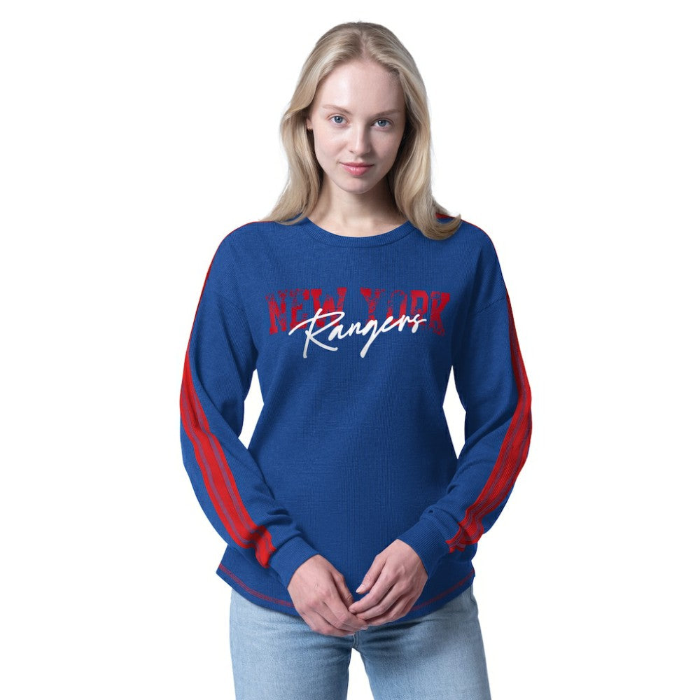 New York Rangers G-III 4Her by Carl Banks Women's Advantage Thermal Long-Sleeve Tri-Blend T-Shirt - Blue - NHL