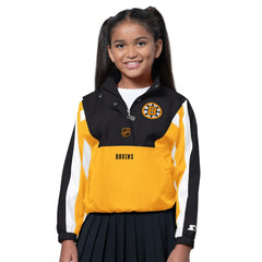Boston Bruins Starter Girls Key Player Half Zip Jacket - Black/Gold - NHL