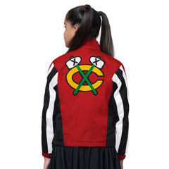 Chicago Blackhawks Starter Girls Key Player Half Zip Jacket - Black/Red - NHL