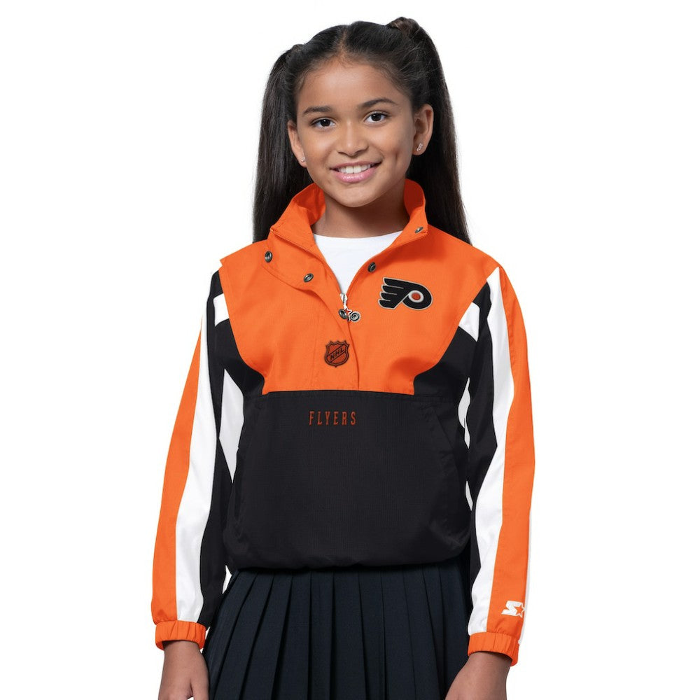 Philadelphia Flyers Starter Girls Key Player Half Zip Jacket - Orange/Black - NHL