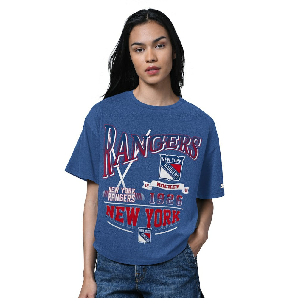 New York Rangers Starter Women's Oversized Hall of Fame T-Shirt - Heather Blue - NHL