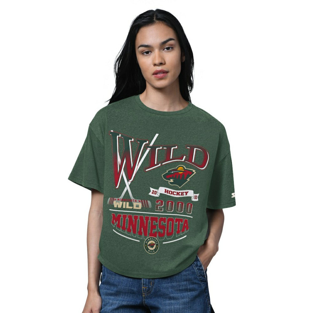Minnesota Wild Starter Women's Oversized Hall of Fame T-Shirt - Heather Green - NHL