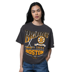Boston Bruins Starter Women's Oversized Hall of Fame T-Shirt - Heather Black - NHL