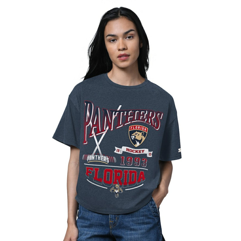 Florida Panthers Starter Women's Oversized Hall of Fame T-Shirt - Heather Navy - NHL