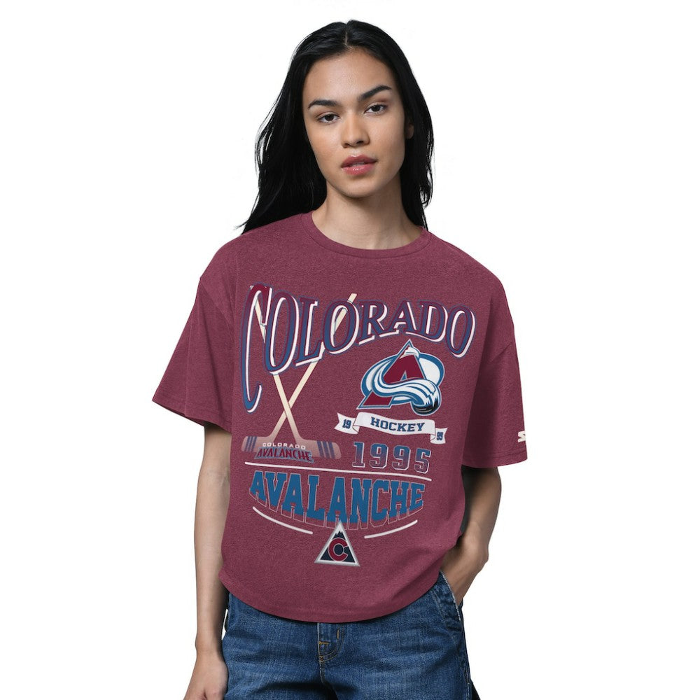 Colorado Avalanche Starter Women's Oversized Hall of Fame T-Shirt - Heather Burgundy - NHL