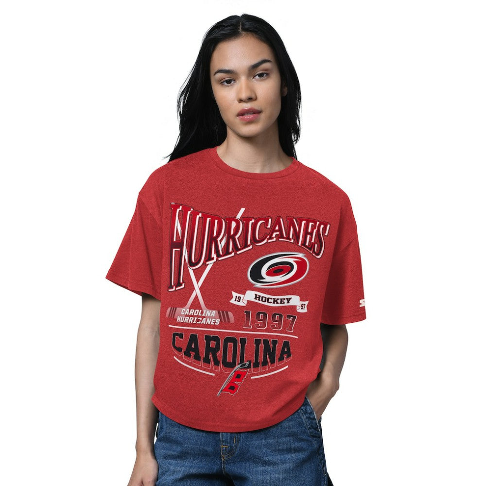 Carolina Hurricanes Starter Women's Oversized Hall of Fame T-Shirt - Heather Red - NHL