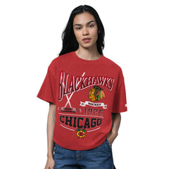 Chicago Blackhawks Starter Women's Oversized Hall of Fame T-Shirt - Heather Red - NHL