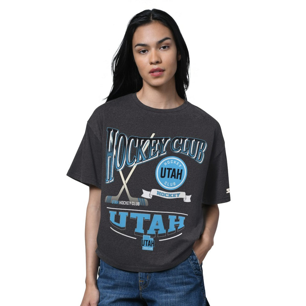 Utah Hockey Club Starter Women's Oversized Hall of Fame T-Shirt - Heather Black - NHL