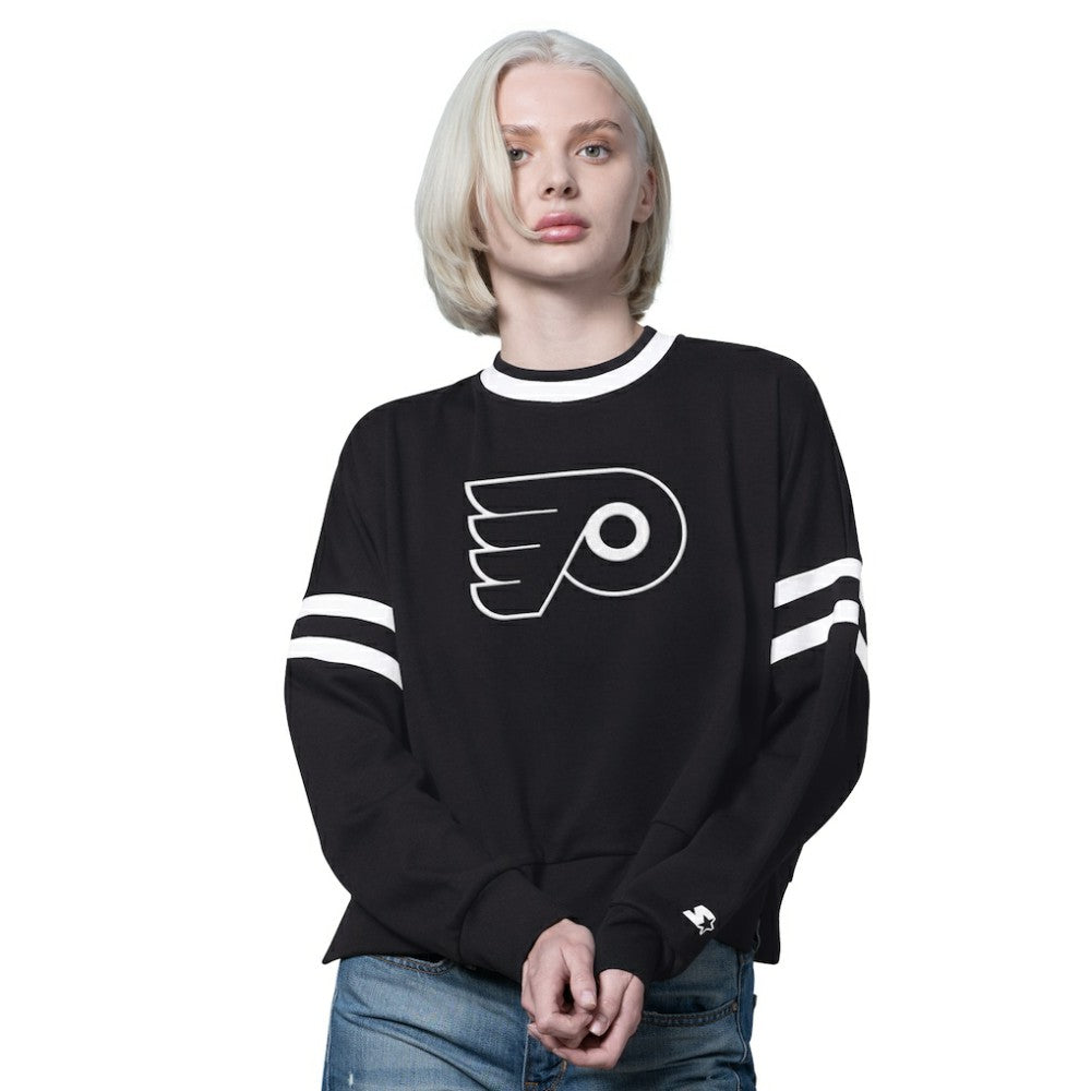 Philadelphia Flyers Starter Women's Rally Fleece Cropped Sweatshirt - Black - NHL