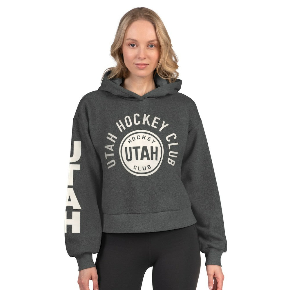 Utah Mammoth Starter Women's Star Player Cropped Fleece Hoodie - Heather Charcoal - NHL
