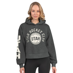 Utah Mammoth Starter Women's Star Player Cropped Fleece Hoodie - Heather Charcoal - NHL