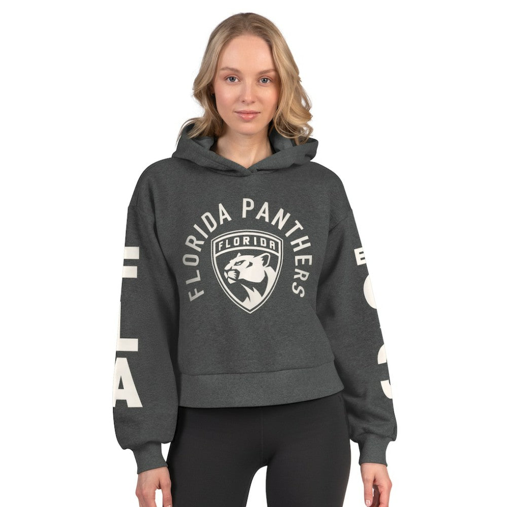 Florida Panthers Starter Women's Star Player Cropped Fleece Hoodie - Heather Charcoal - NHL