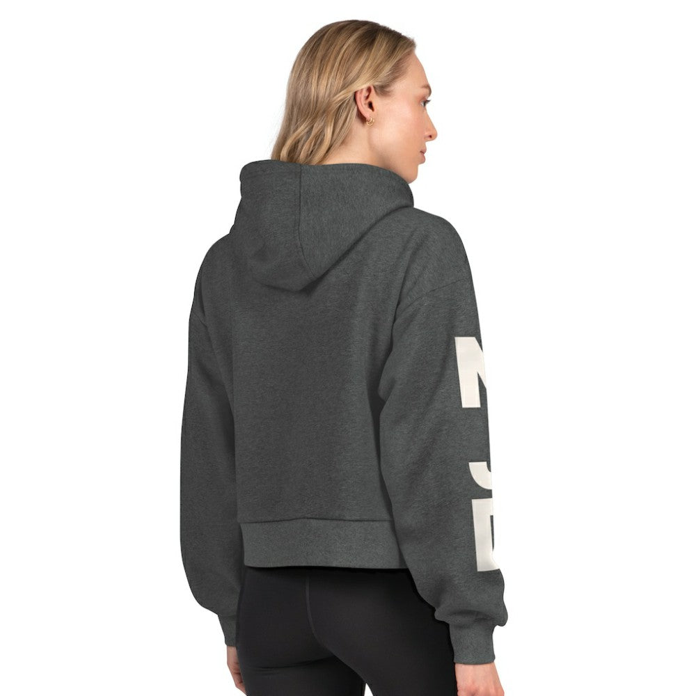 New Jersey Devils Starter Women's Star Player Cropped Fleece Hoodie - Heather Charcoal - NHL